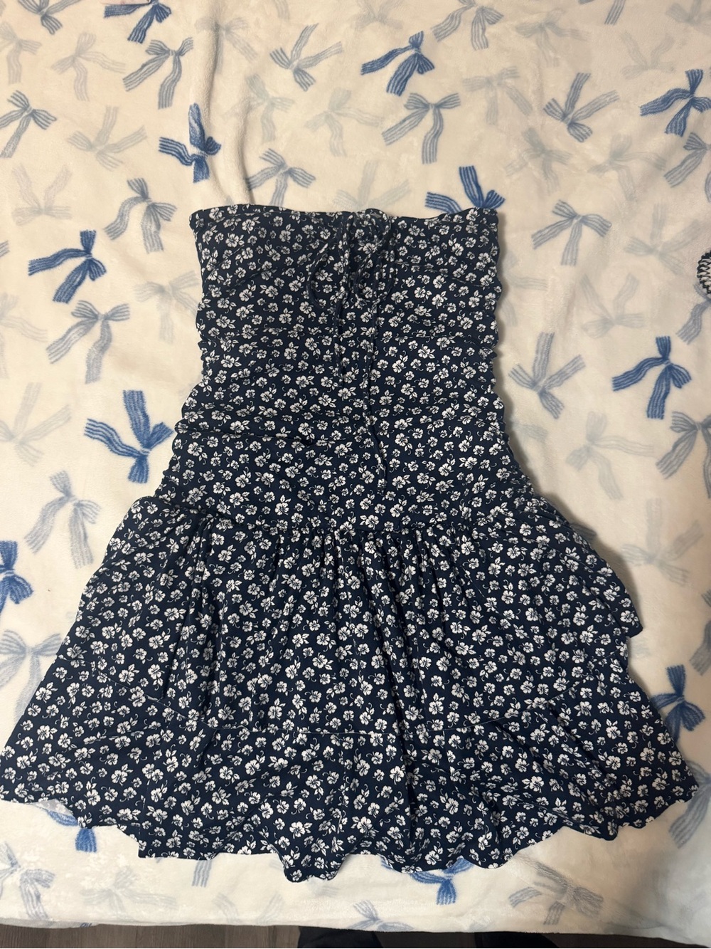 Hollister Navy Blue Floral Smocked Sundress